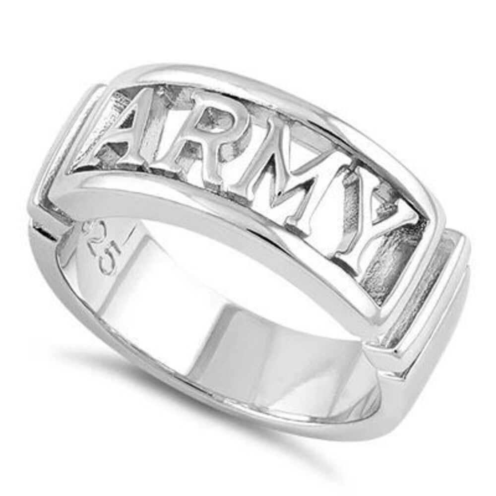 Sterling Silver Men's ARMY Ring Size 10 New